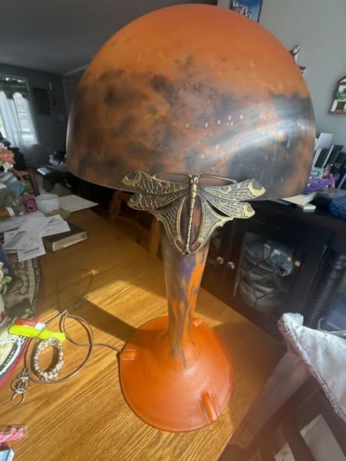 Signed in Style: Orange & Blue Blown Glass with Dragonflies