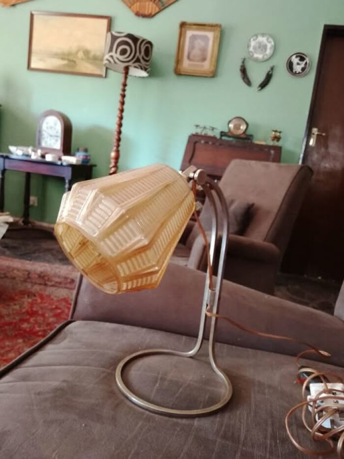 Snagged This Amber Glass & Chrome Desk Lamp for Just $3!
