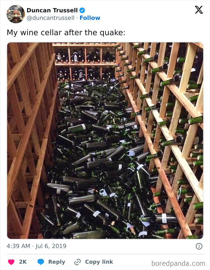Wine Cellar's Shakeup: Earthquake Edition