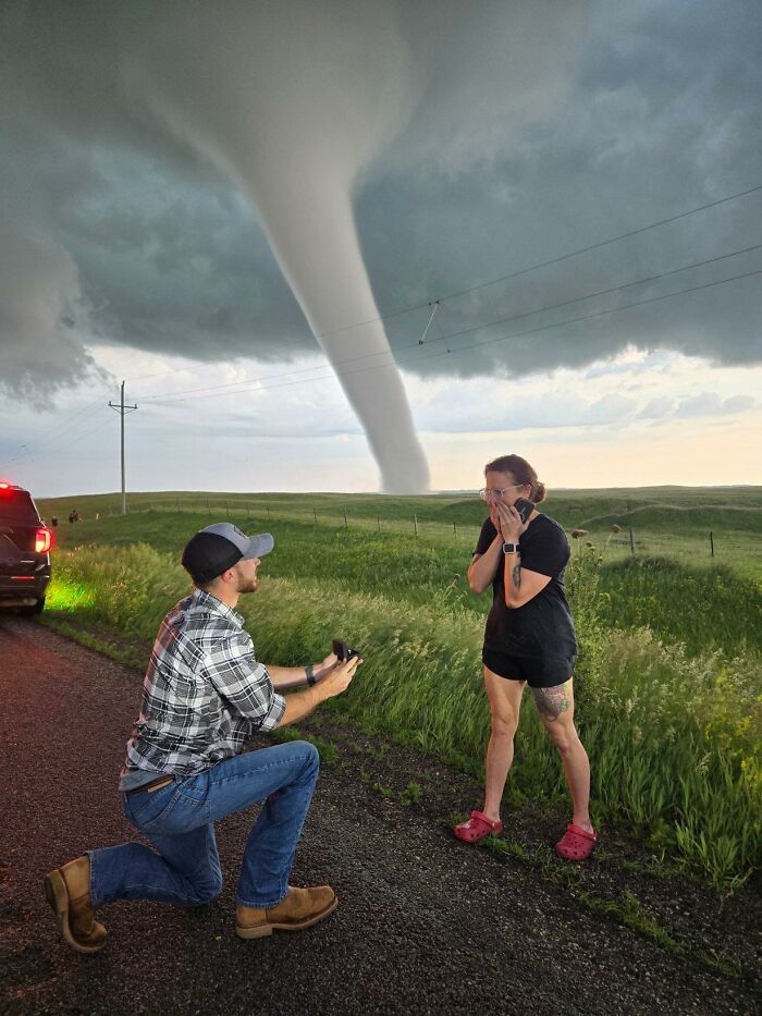 She Said Yes! Engagement with a Tornado as a Stunning Backdrop