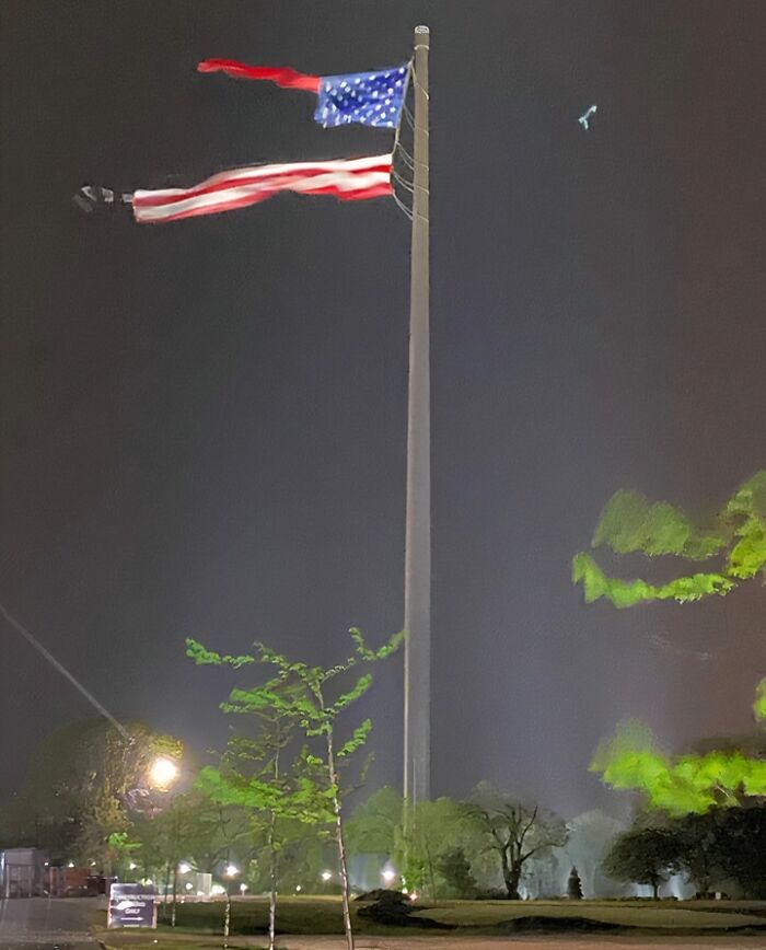The Huge American Flag that Got Torn to Shreds During a Wild Storm