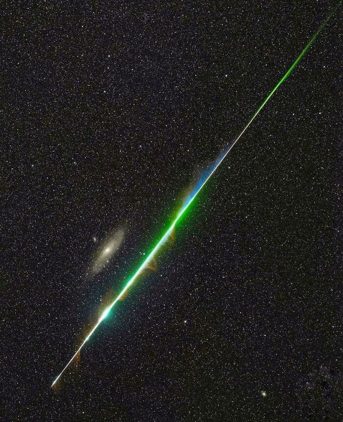 Meteor Burned Across The Night Sky Right In Front Of The Andromeda Galaxy—Boom!