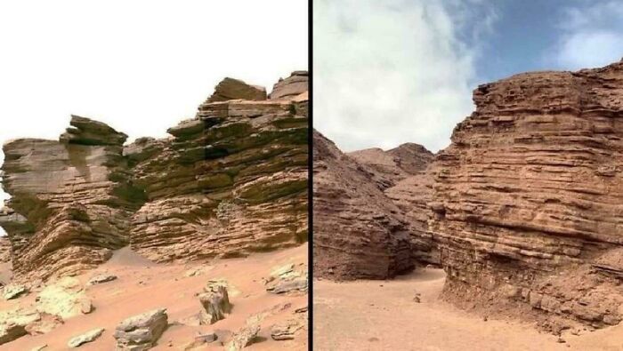 Left: Mars. Right: Earth. Can You Spot The Difference?
