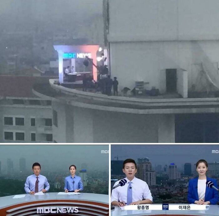 One News Station Said ‘Forget Green Screens!’ and Did Their Broadcast On A Rooftop With The City as A Backdrop