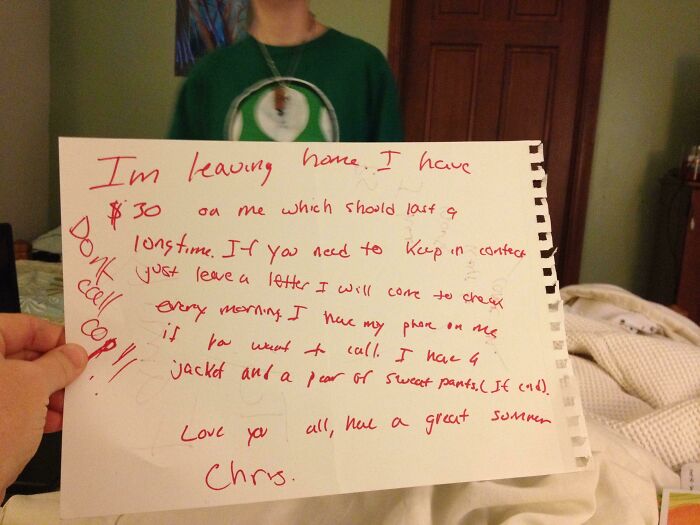 Brother’s Runaway Note From A While Back