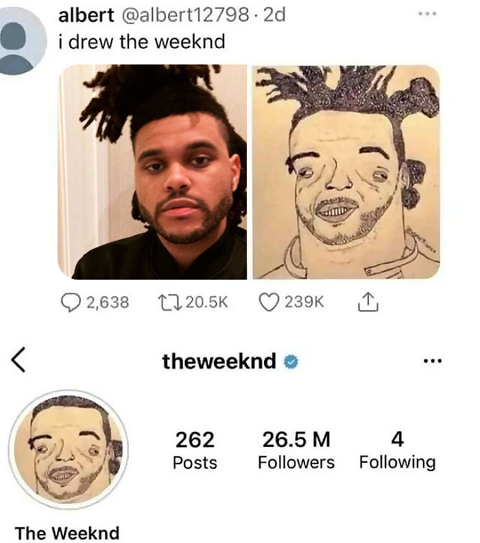 When The Weeknd Uses A Fan’s Art As His Profile Pic