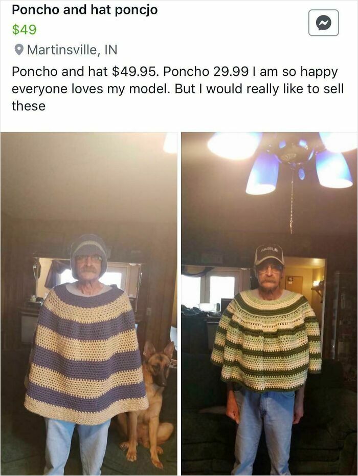 Handmade Ponchos Modeled By A Very Reluctant Husband (It’s Hilarious)