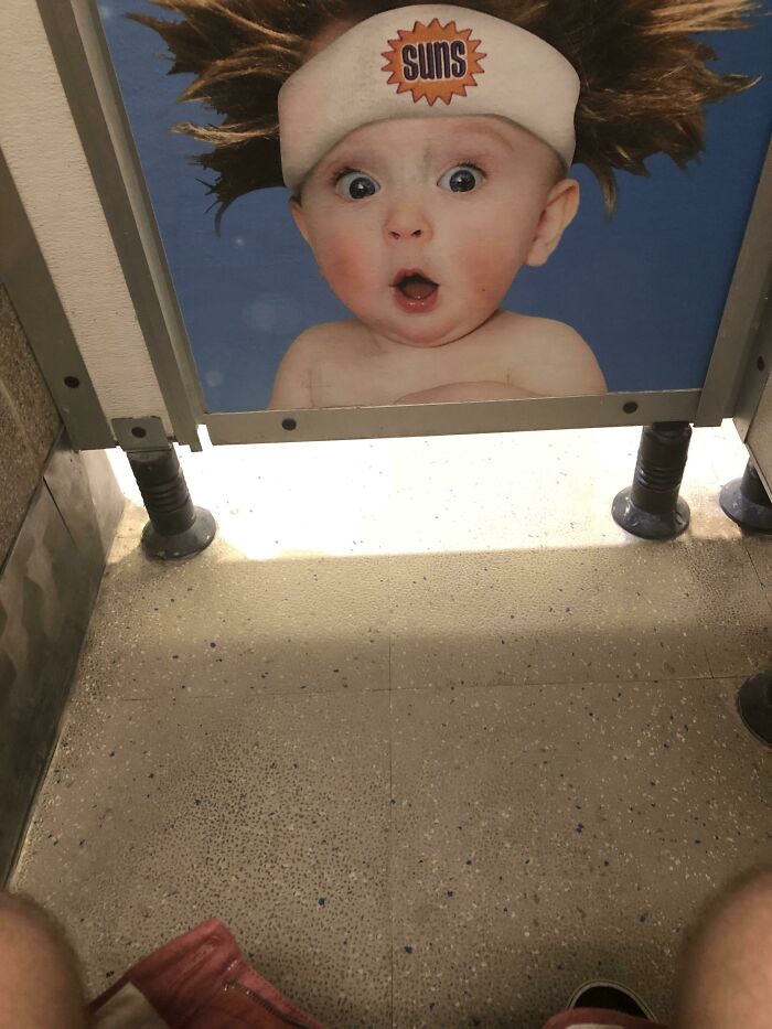 Baby Staring at My Stuff in the Restroom. Cute or Creepy?
