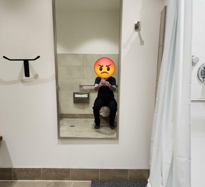 Work Bathroom Remodel Goes... Interesting With Mirror Placement