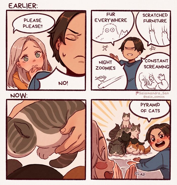 Get Ready To Laugh: Hilarious Anime-Style Comics About Cats, Chaos, And Adulting