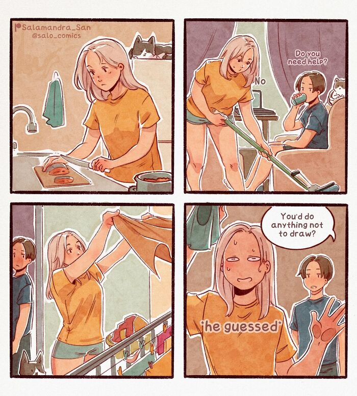 Get Ready To Laugh: Hilarious Anime-Style Comics About Cats, Chaos, And Adulting