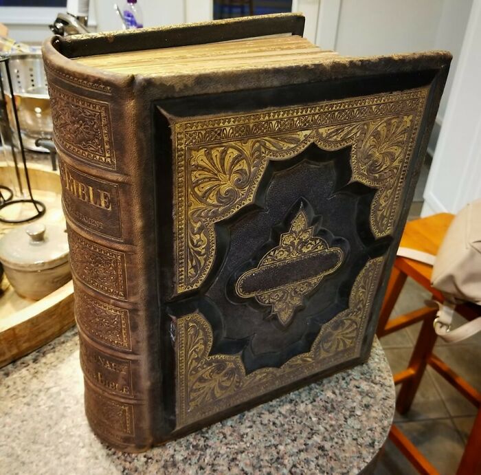 Found a Bible from 1882 While Cleaning Out Storage at Work—Talk About Vintage!