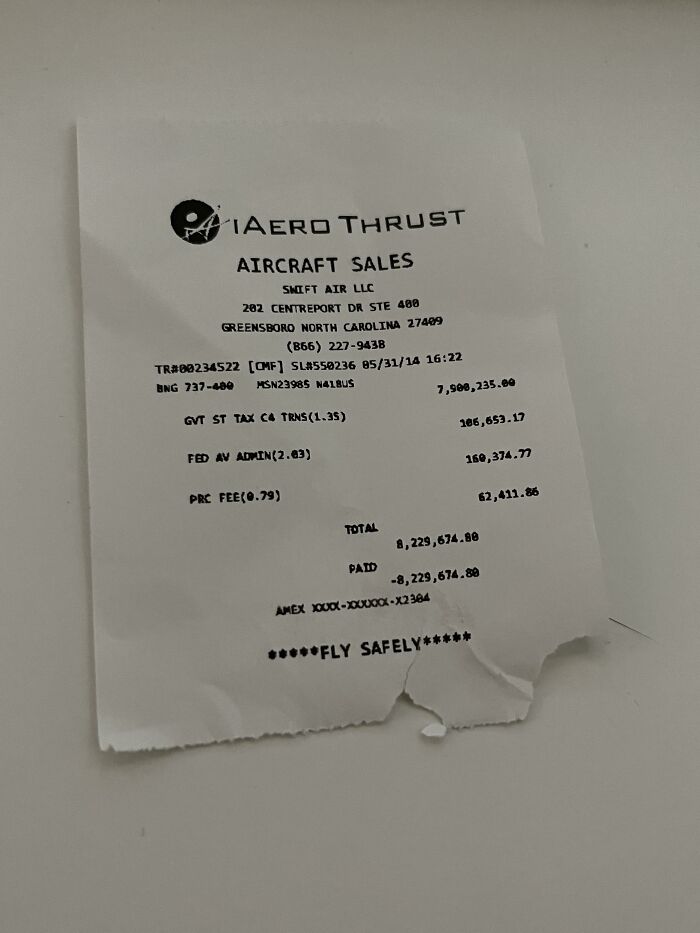 A Receipt for a Boeing 737 Purchase Found at Work Today—Wait, What?