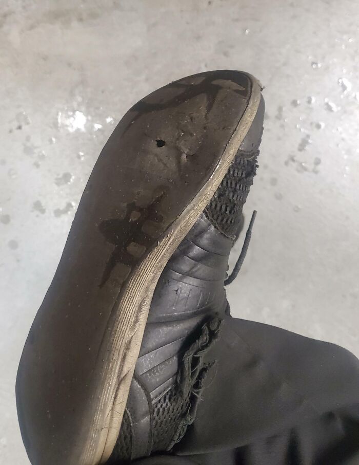 So I Found Out My Shoes Have a Hole... While at the Urinal at Work. Yep.