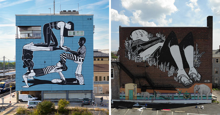 43 Black-and-White Murals by Alex Senna That Make City Walls Way More Interesting