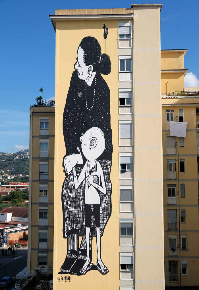 43 Black-and-White Murals by Alex Senna That Make City Walls Way More Interesting