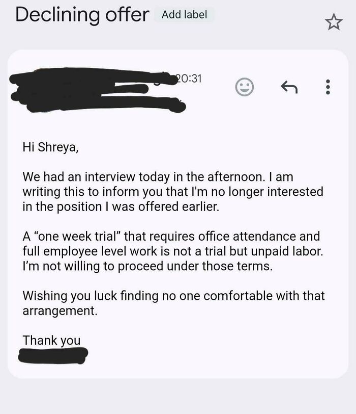 No Thanks! Unpaid Trial Week? Pass.