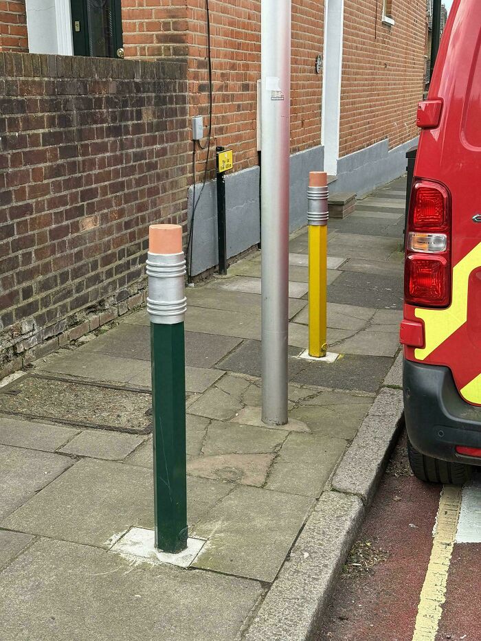 Pencil-Shaped Bollards That Make School Streets Way More Fun