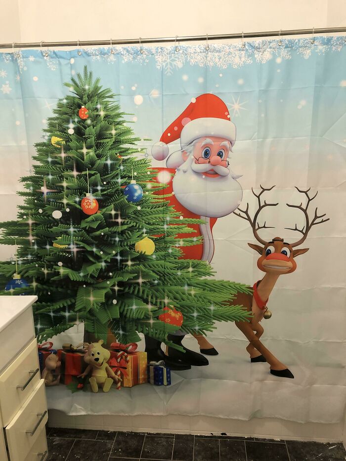Santa and Rudolph’s Position On Our Curtain? Comedy Gold