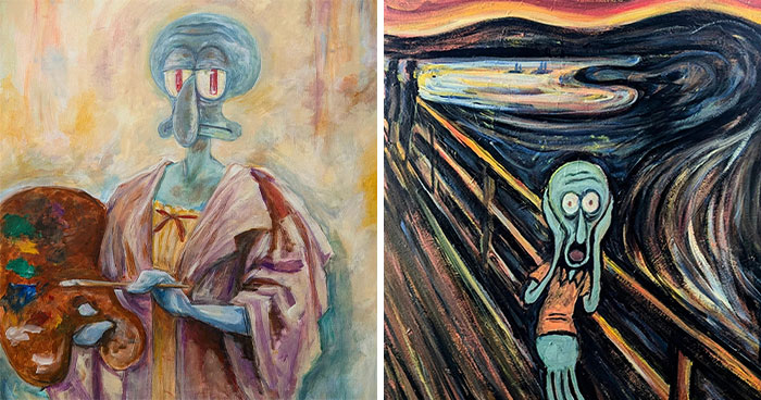 Squidward Gets Fancy: Famous Art Transformed Into Cartoon Gold