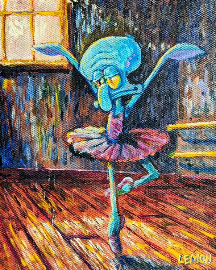 Squidward Gets Fancy: Famous Art Transformed Into Cartoon Gold
