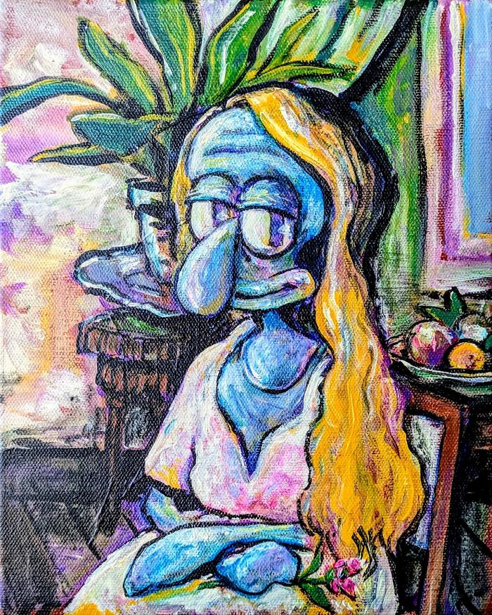 Squidward Gets Fancy: Famous Art Transformed Into Cartoon Gold