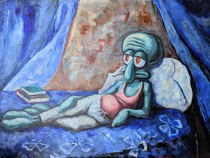 Squidward Gets Fancy: Famous Art Transformed Into Cartoon Gold