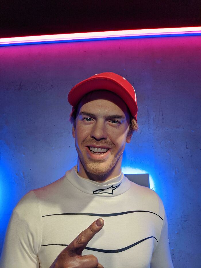 Sebastian Vettel’s Wax Figure: Race Ready or Racing For Help?