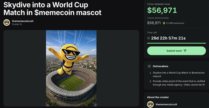 Skydive Into a World Cup Match Dressed as a Meme Mascot