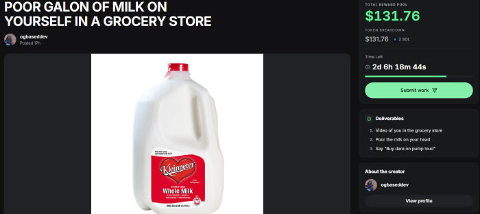 Dump a Gallon of Milk on Yourself at a Grocery Store
