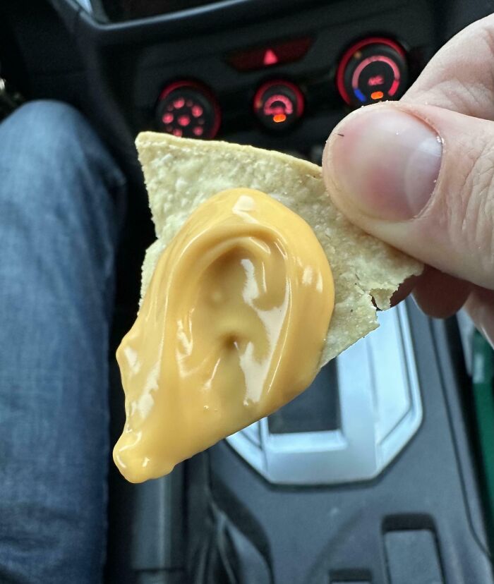 Nacho Cheese Spill That Somehow Looks Like an Ear