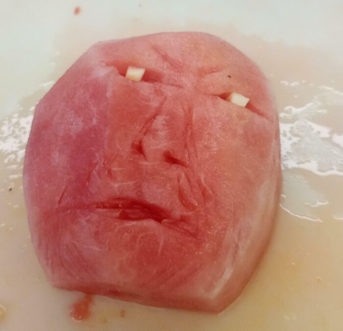 Carved Coworker's Head Out of Watermelon (Pineapple Eyes!)