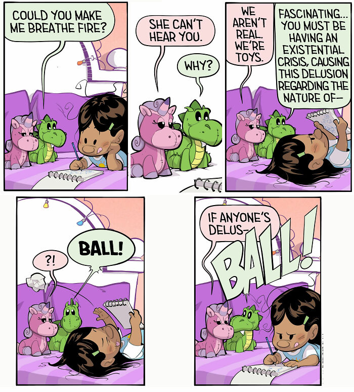 30 Hilarious Stuffed Dragon Comics That Nail Kids' Wild Imaginations