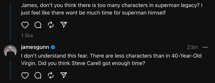 Gunn’s Replies Are Comedy Gold