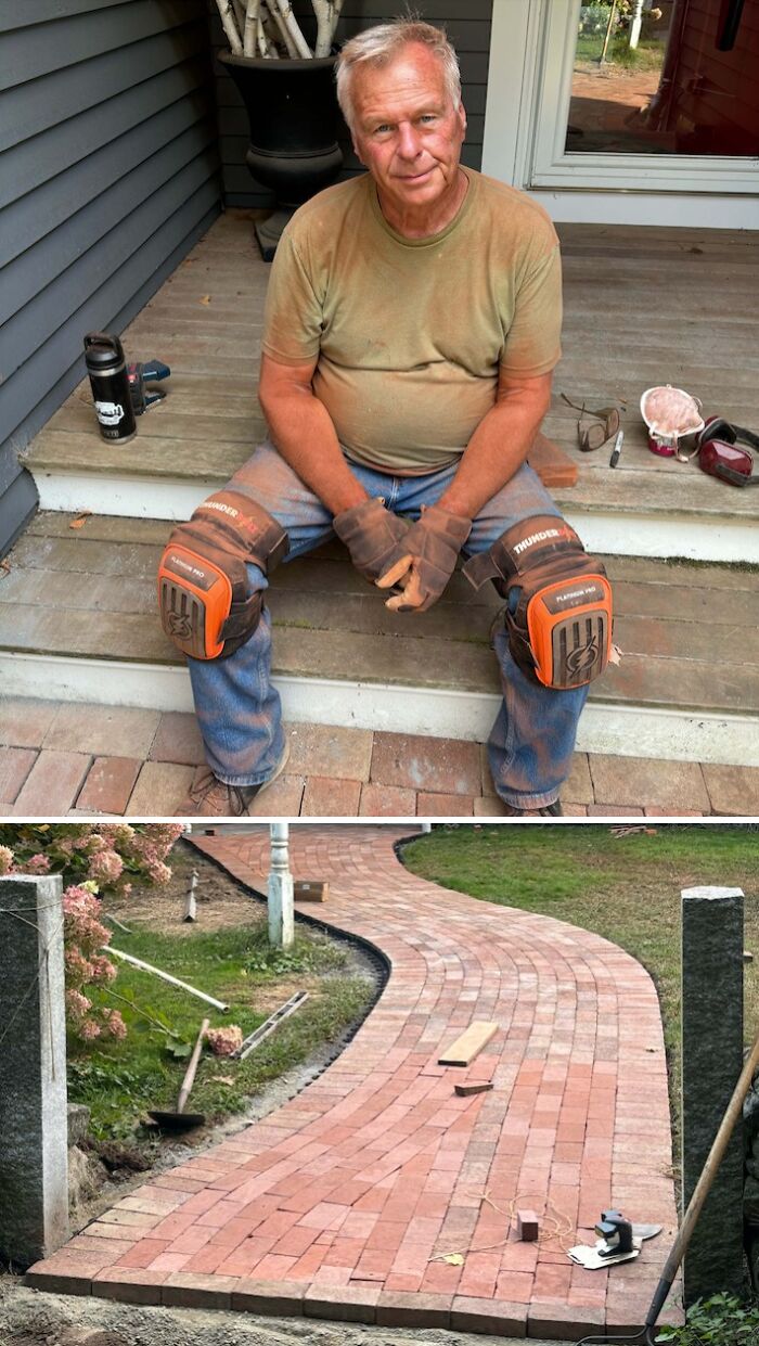 My Dad Built His First Brick Walkway at 70! All Super Dad Vibes Here