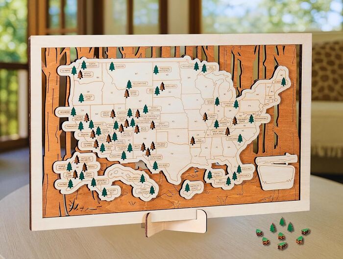 Wooden National Parks Map: Because Dad Deserves To Show Off All His Adventures