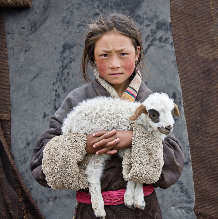 Larry K. Sinder’s 'Young Nomad and Lamb'—Tibet’s Cutest Duo