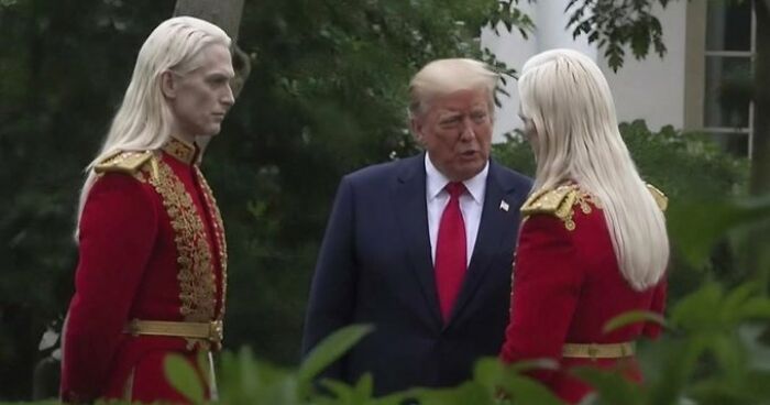 Wait, Who Are These Tall, Blonde Mystery Guests in Trump's Viral Pic?