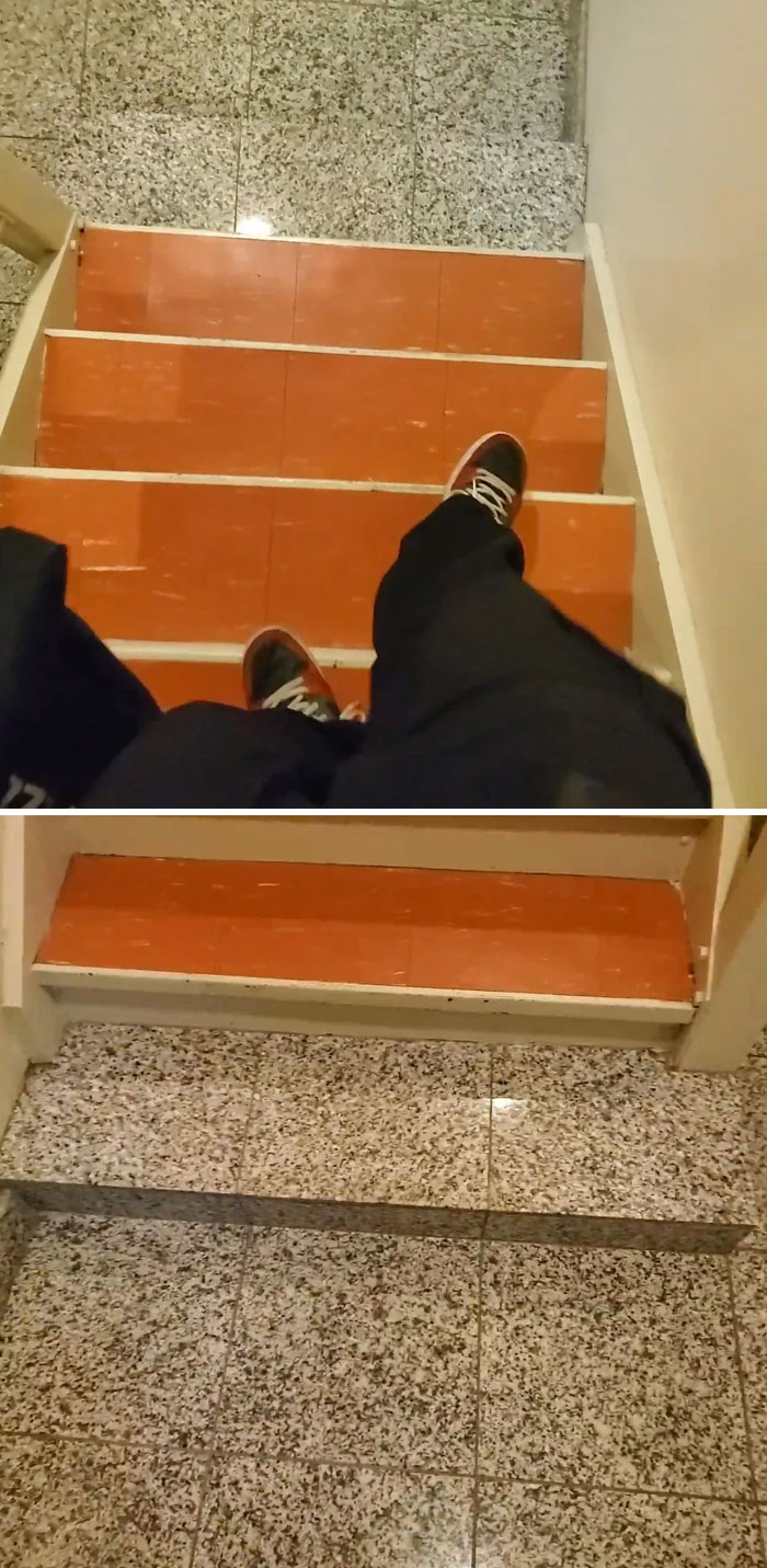 This Staircase’s Last Step? Surprise! It’s Just Floor. Bye-bye, ankle safety.