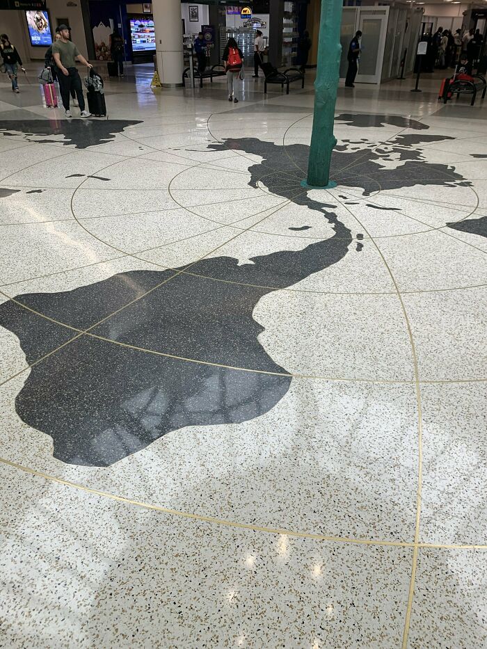 Houston Airport’s Floor Map Flips South America Upside Down. Oops.