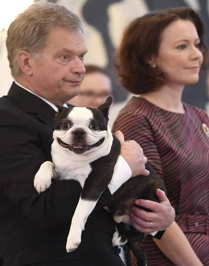 Finland’s President Sauli Niinisto, His Wife Jenni, and Dog Lennu Being Too Cute