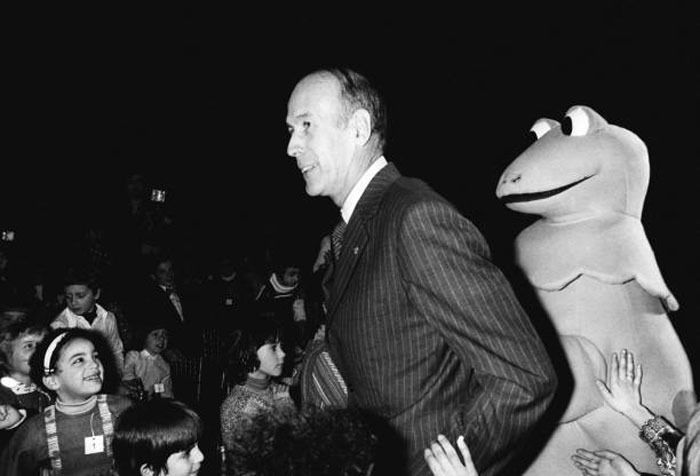French President Valéry Giscard d'Estaing Hanging Out with Casimir, the Giant Fuzzy Friend