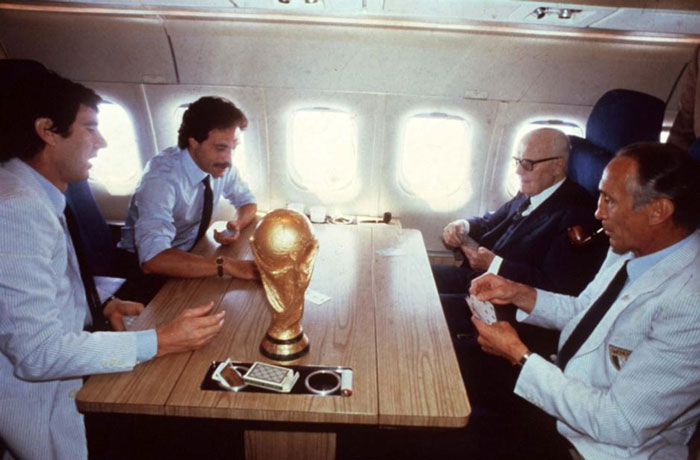 Italian President Sandro Pertini and Friends Throwing Cards and Shade