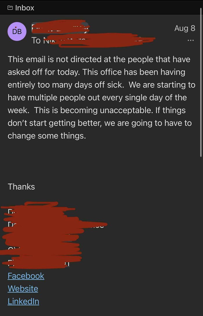 Boss Doesn’t Understand How Being Sick Works?