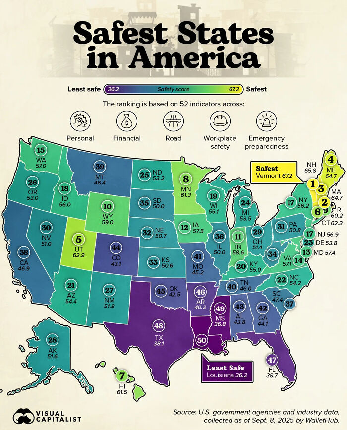 Ranking US States By How Safe You’d Actually Feel