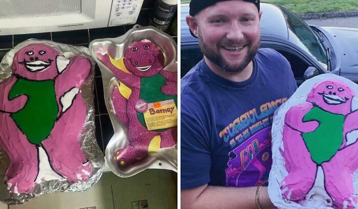 Dad’s Homemade Barney Cake – Surprise Or Cake Catastrophe?