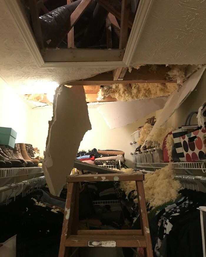 Tried Fixing The Heater Myself, Then Fell Through The Ceiling. Smooth!