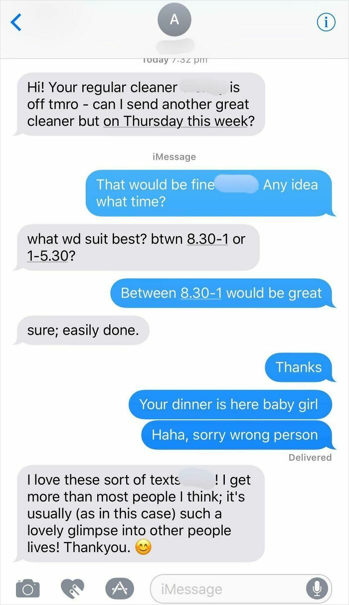 Accidental Text to Cleaning Manager Leads to Wholesome Vibes