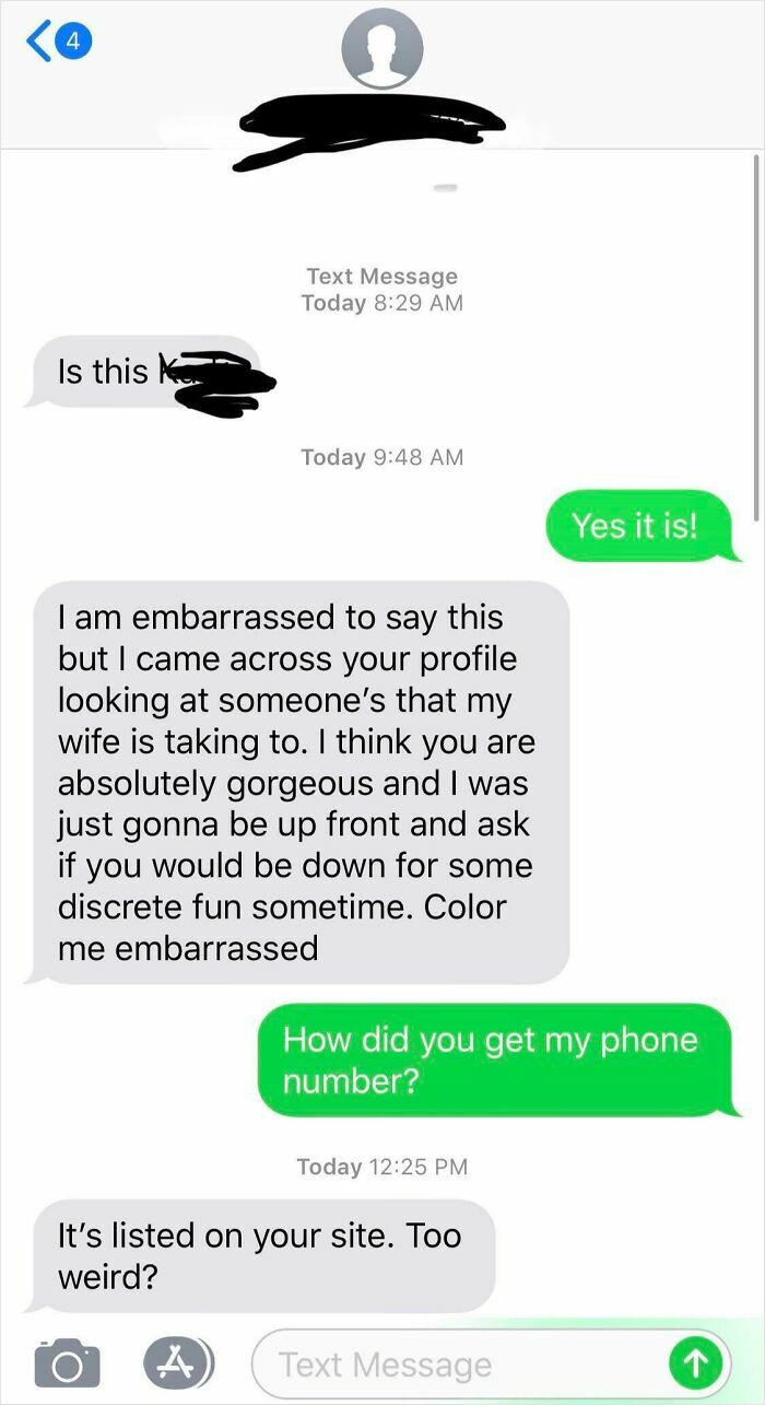 Guy Googled Me from His Wife’s Facebook and Texted My Business. Gross!