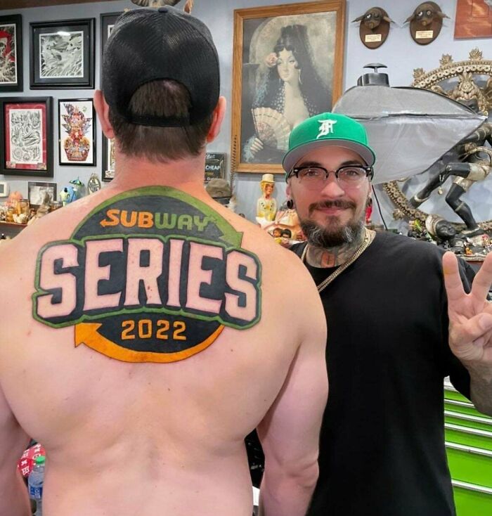 Huge Subway Logo Tattoo for Subway Gift Cards? Okay...
